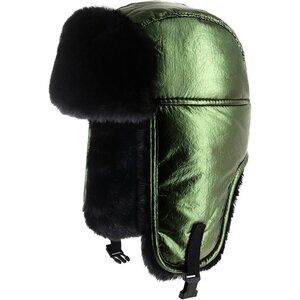 Unisex Metallic Green Stylish Cozy Cold Weather Headwear Warm Winter Trapper Hat